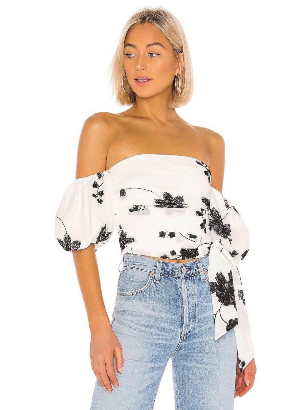 House of Harlow x REVOLVE Leya Embroidered Top in White & Black Women’s Size S
